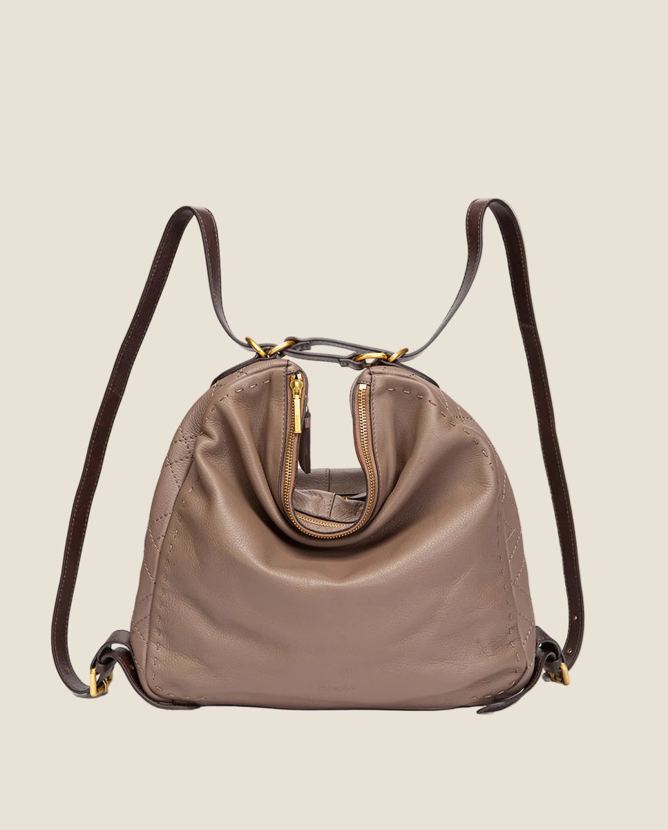 Abbacino - borsa multifunzionale in pelle color tortora