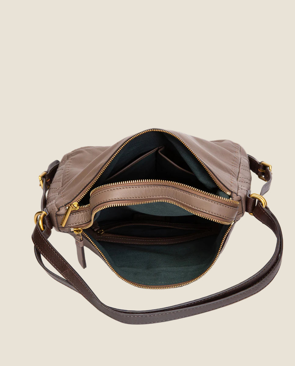 Abbacino - borsa multifunzionale in pelle color tortora