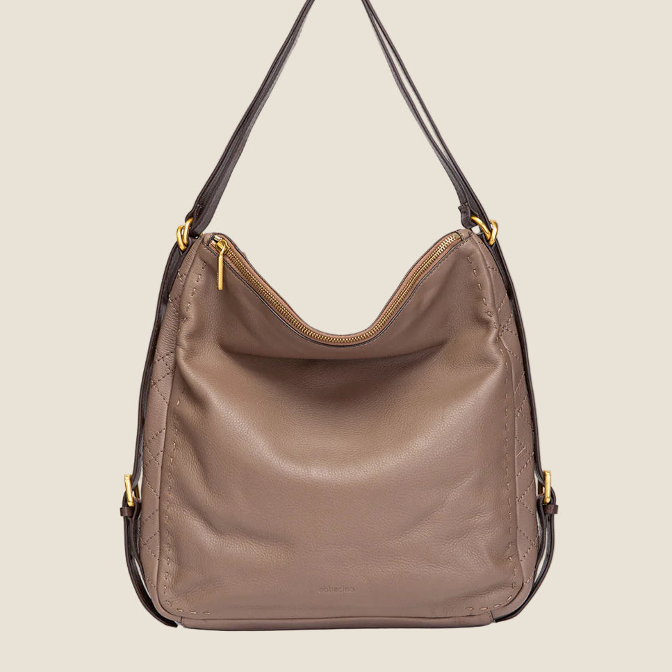 Abbacino - borsa multifunzionale in pelle color tortora