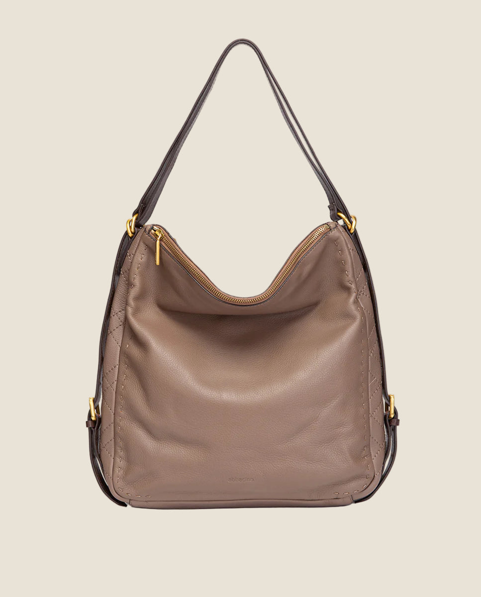 Abbacino - borsa multifunzionale in pelle color tortora