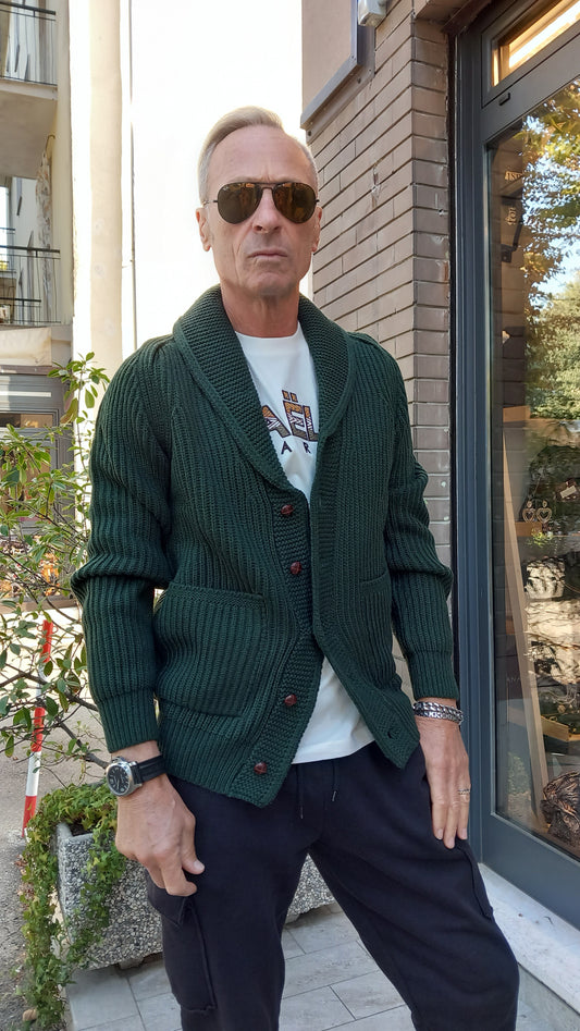 Over-D Cardigan collo sciallato