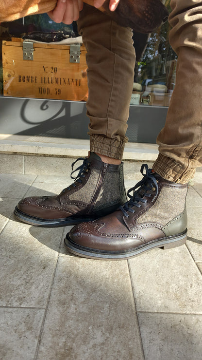 Ambitius Brand BTR Mixed Brogue Boots