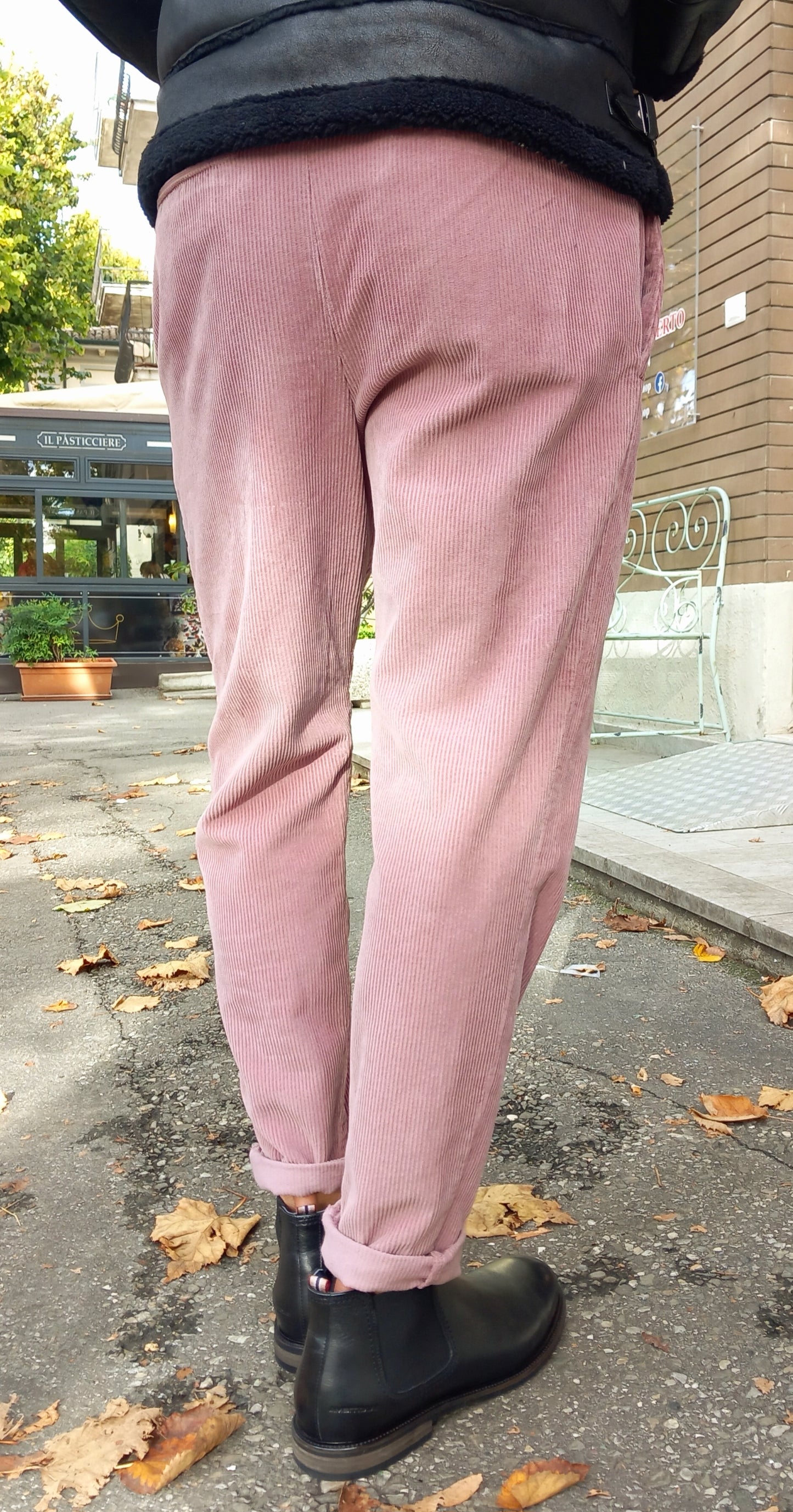 Over-D Pantalone Tappared in velluto a coste