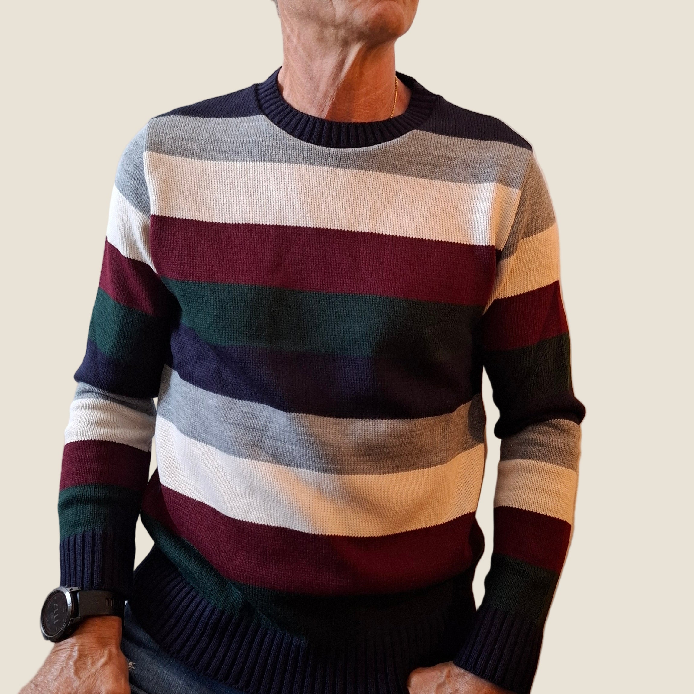 V2 MAGLIONE RIGATO BLU