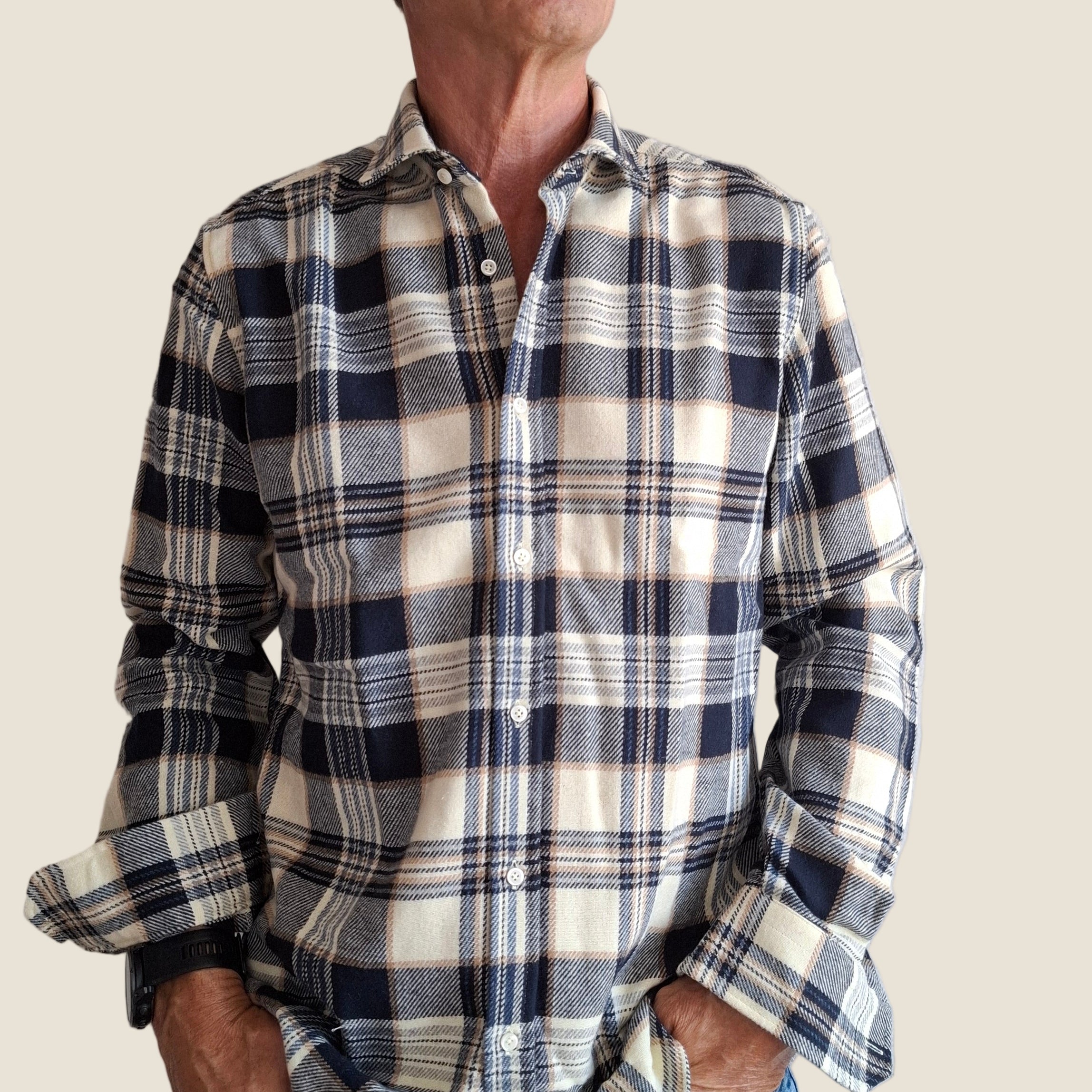 V2 camicia scozzese blu