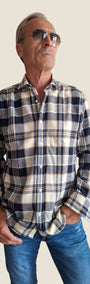 V2 camicia scozzese blu