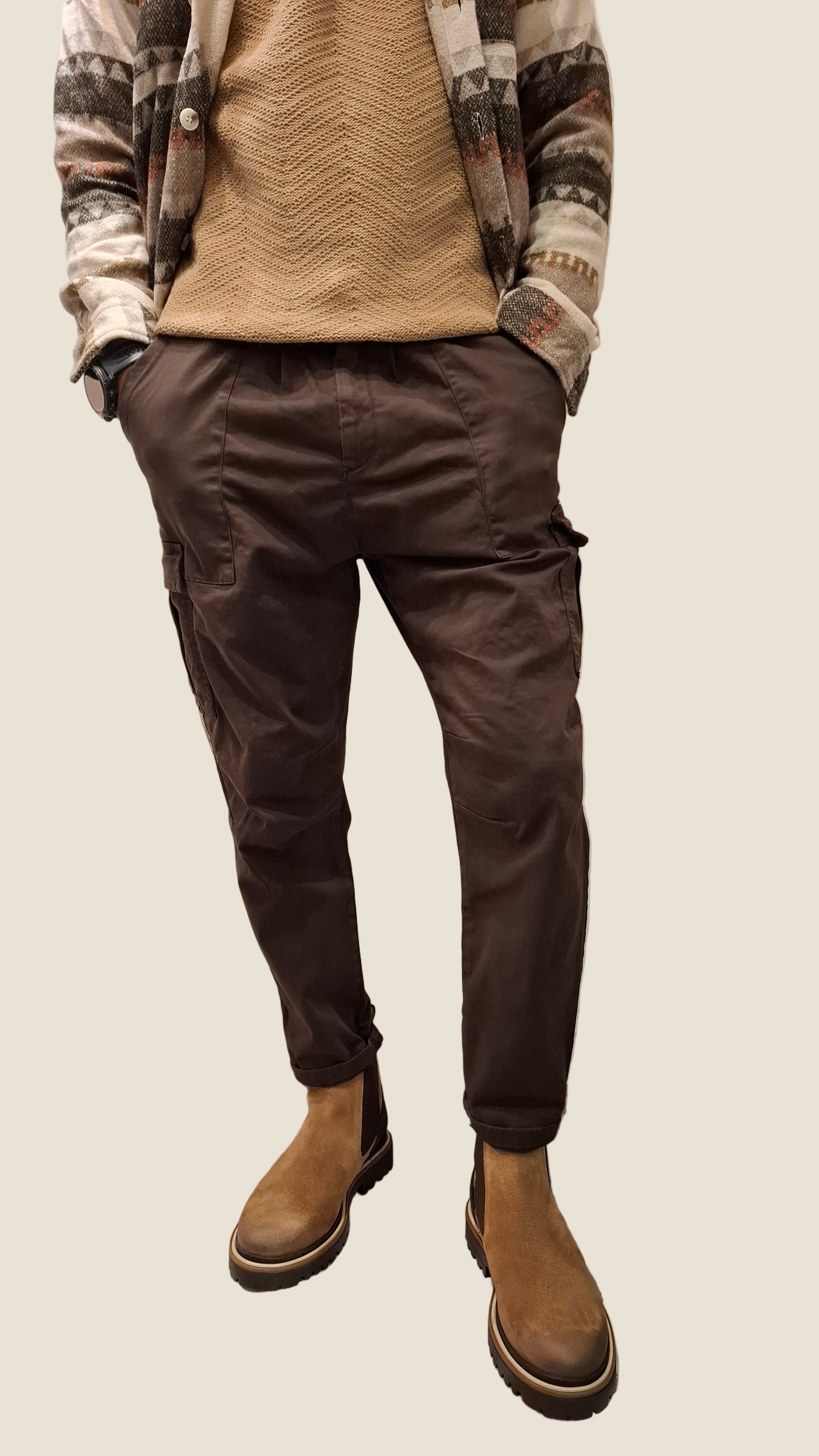 OVER/D pantalone pince mod. cargo tasche 1fil.dt.