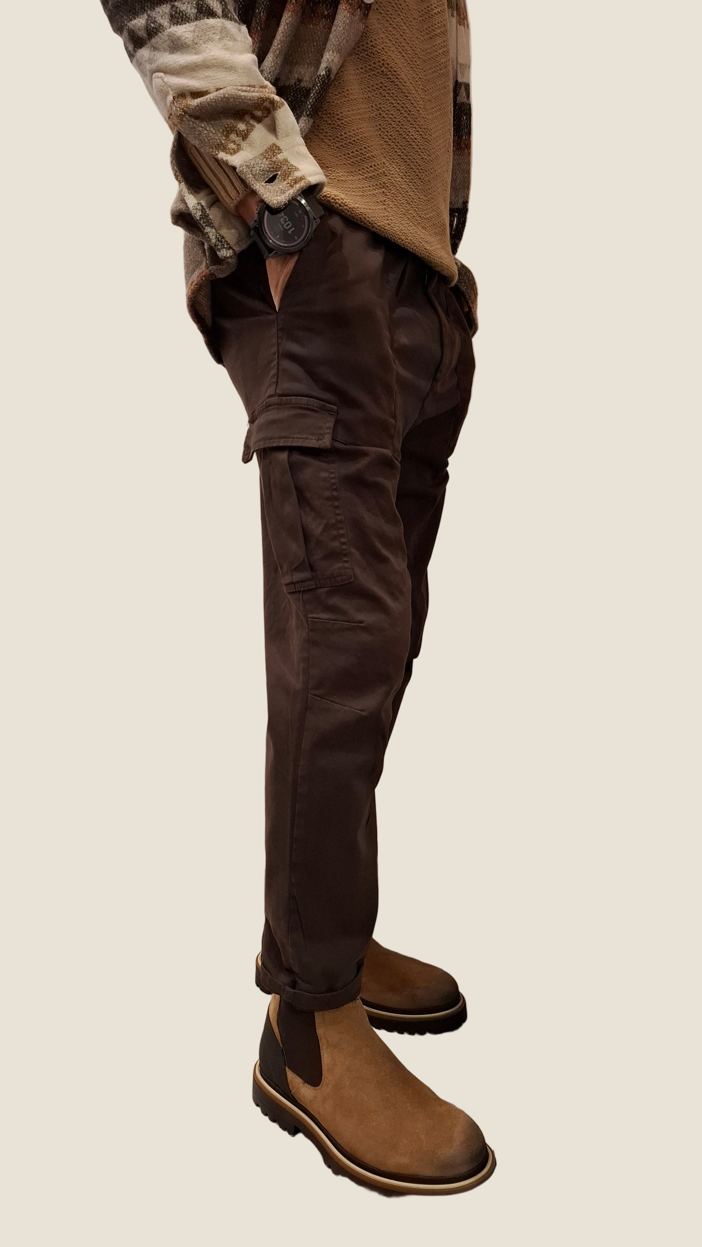 OVER/D pantalone pince mod. cargo tasche 1fil.dt.