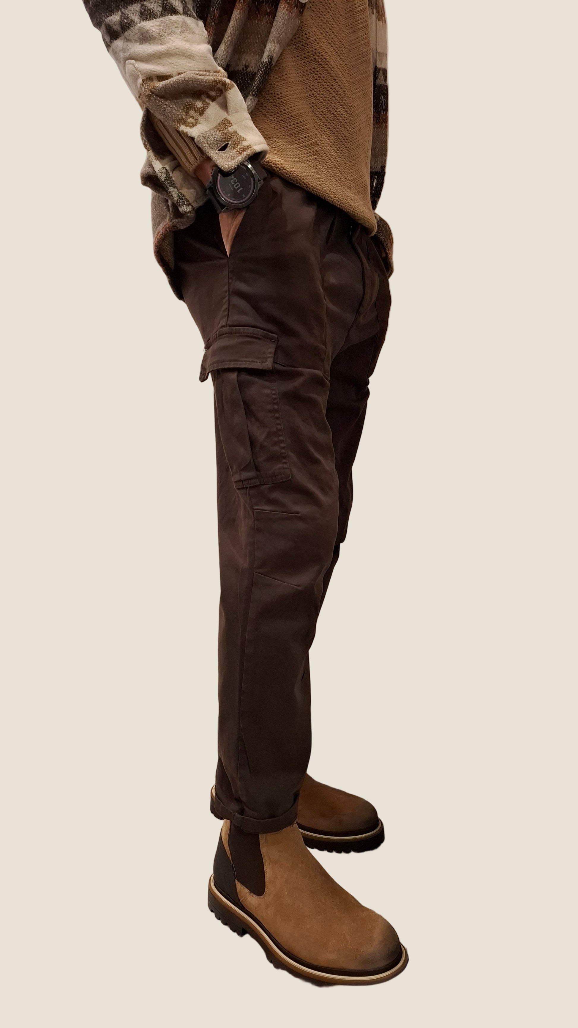 OVER/D pantalone pince mod. cargo tasche 1fil.dt.