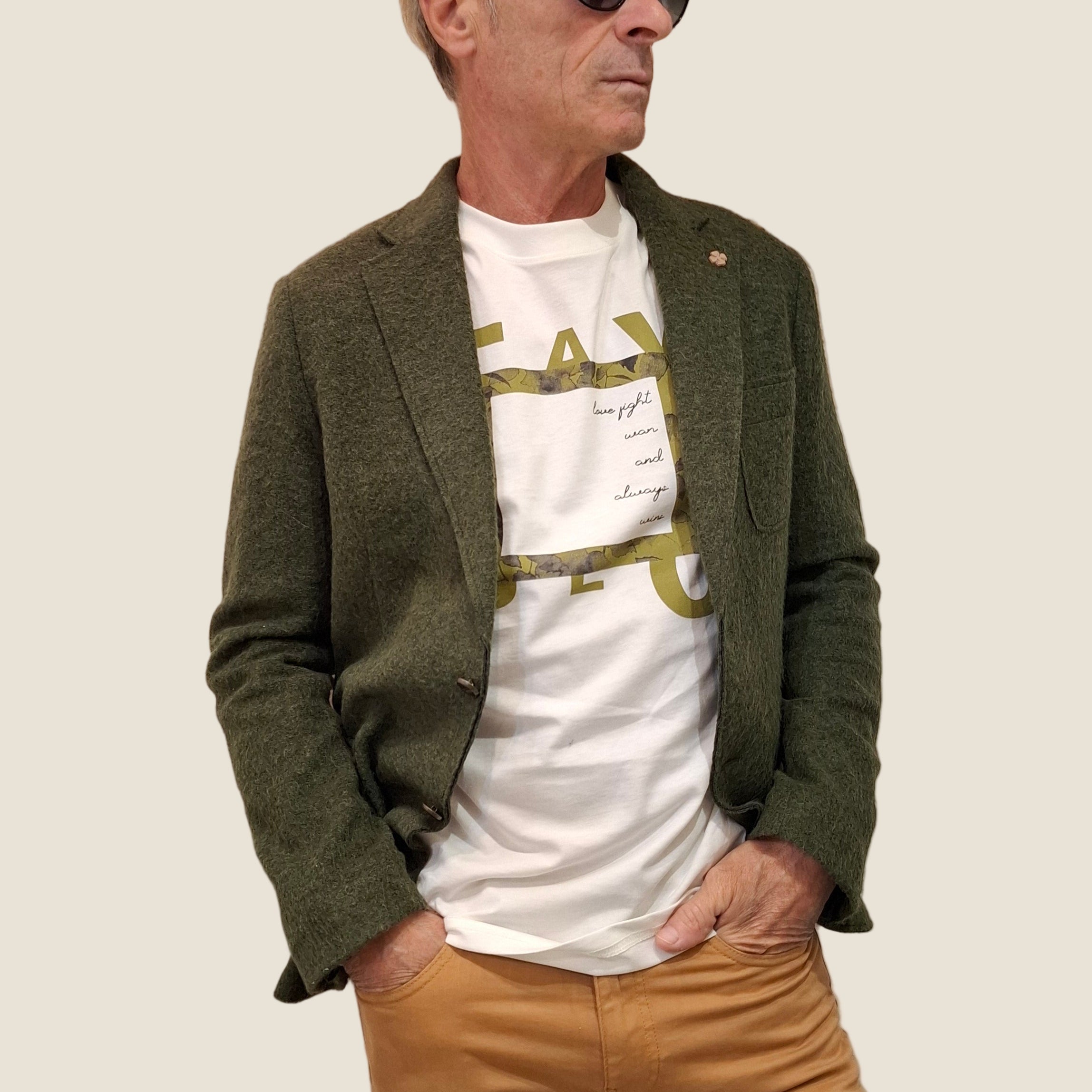 OVER/D giacca 2 bottoni taglio vivo