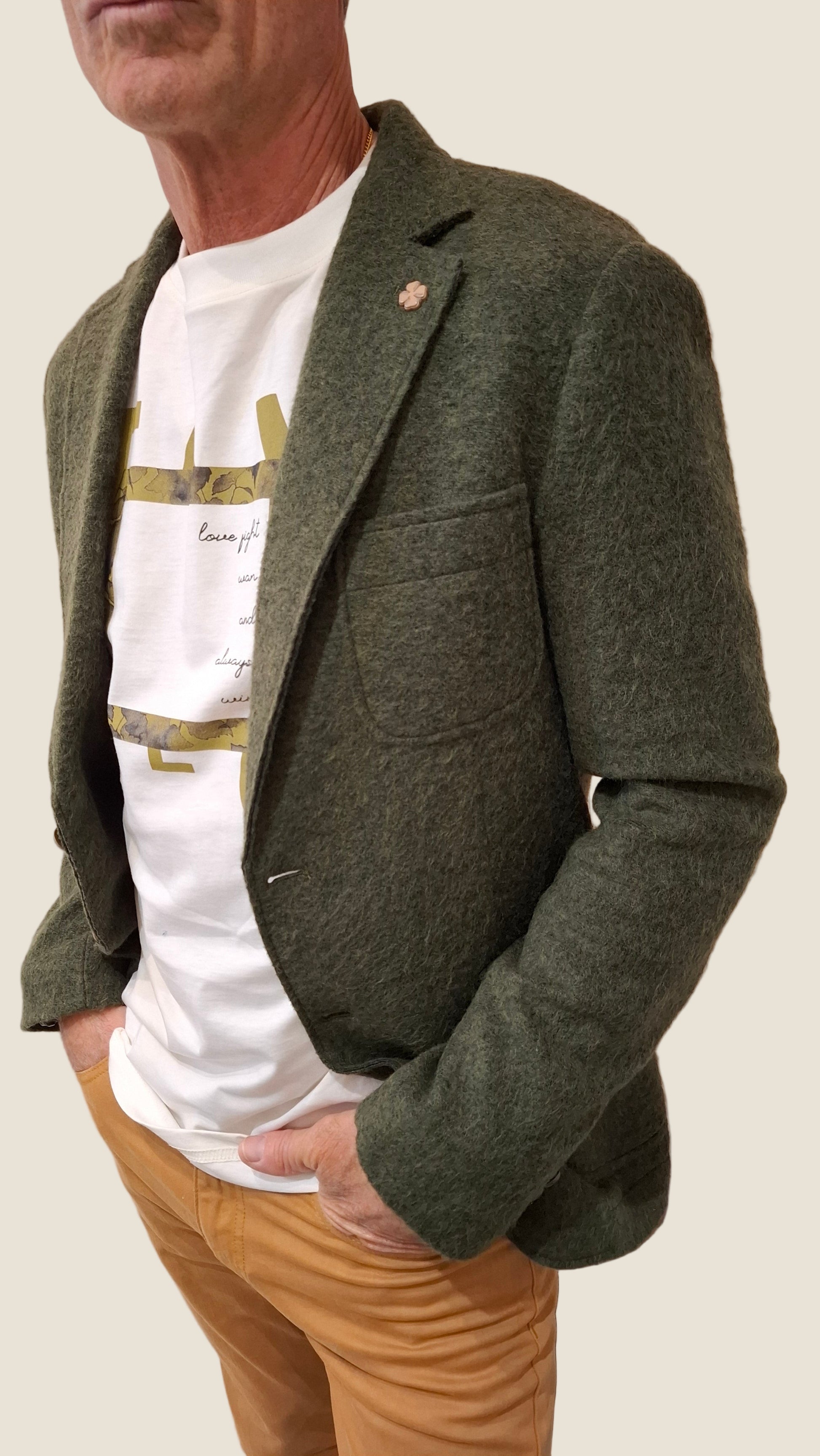 OVER/D giacca 2 bottoni taglio vivo