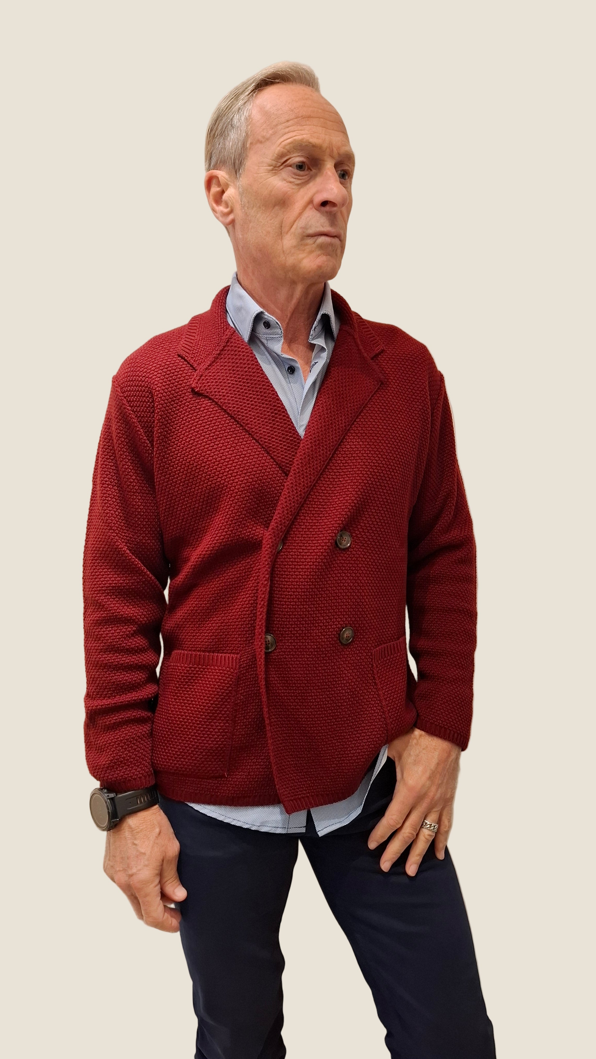 OVER/D giacca cardigan doppio petto