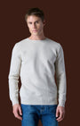 Maglione Girocollo Punto Stoffa con Toppe Ricamate in doppio tessuto V2 Burro (1)