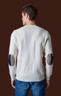 Maglione Girocollo Punto Stoffa con Toppe Ricamate in doppio tessuto V2 Burro (4)