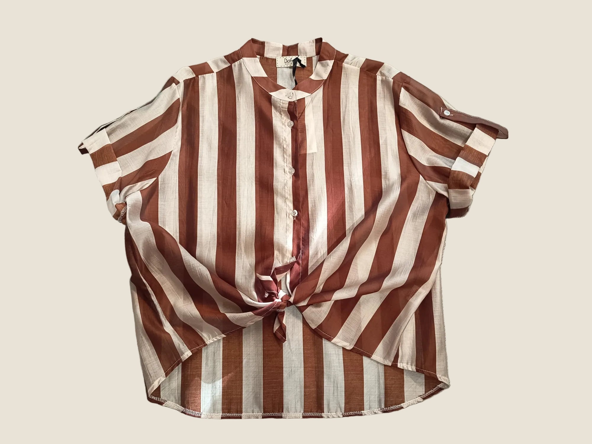 Dafne - Camicia a righe con nodo in vita