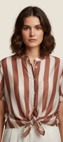 Dafne - Camicia a righe con nodo in vita