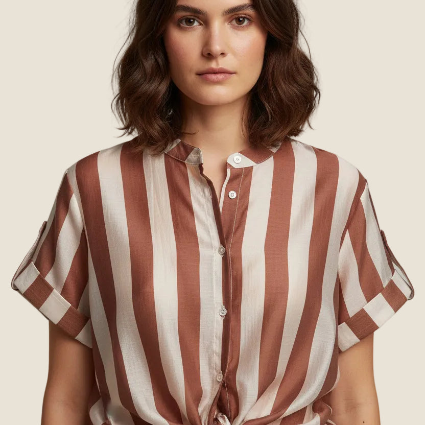 Dafne - Camicia a righe con nodo in vita