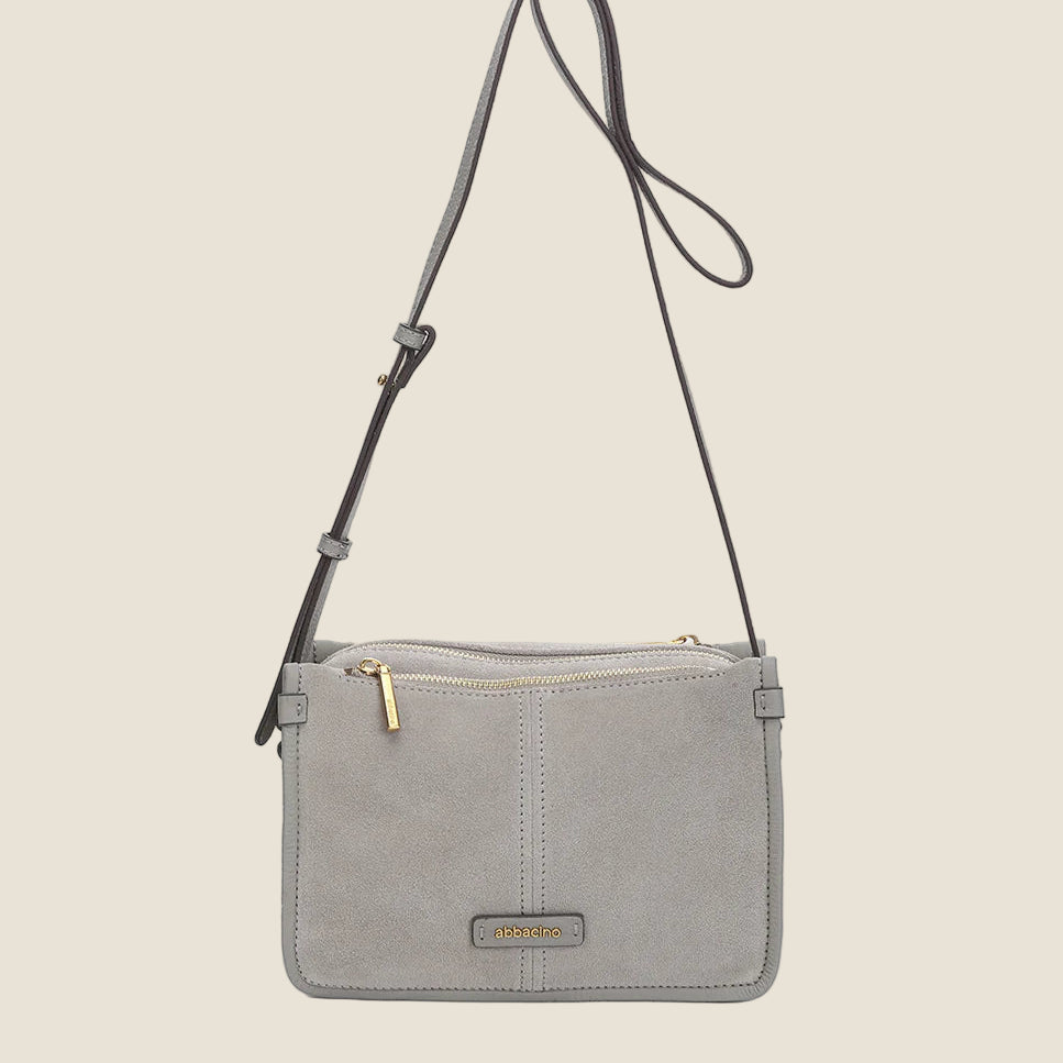 Abbacino  borsa a tracolla in pelle scamosciata grigia