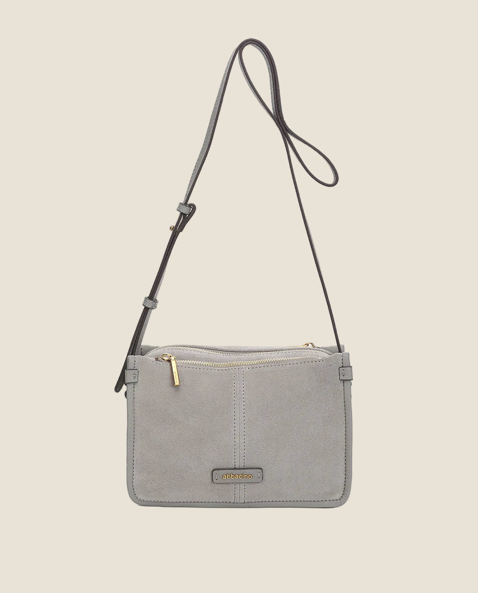 Abbacino  borsa a tracolla in pelle scamosciata grigia