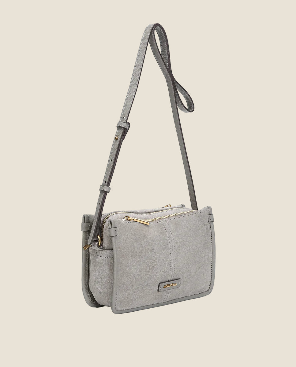 Abbacino  borsa a tracolla in pelle scamosciata grigia