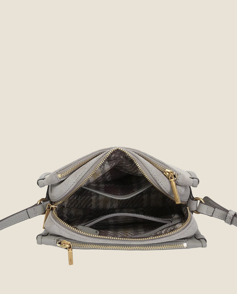 Abbacino  borsa a tracolla in pelle scamosciata grigia