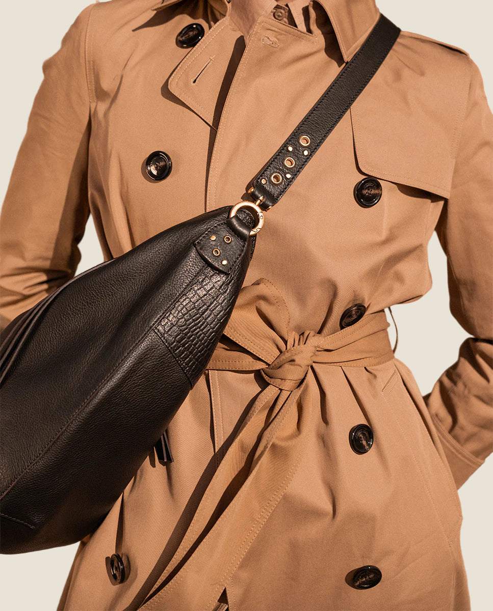 Abbacino borsa a tracolla in pelle nera