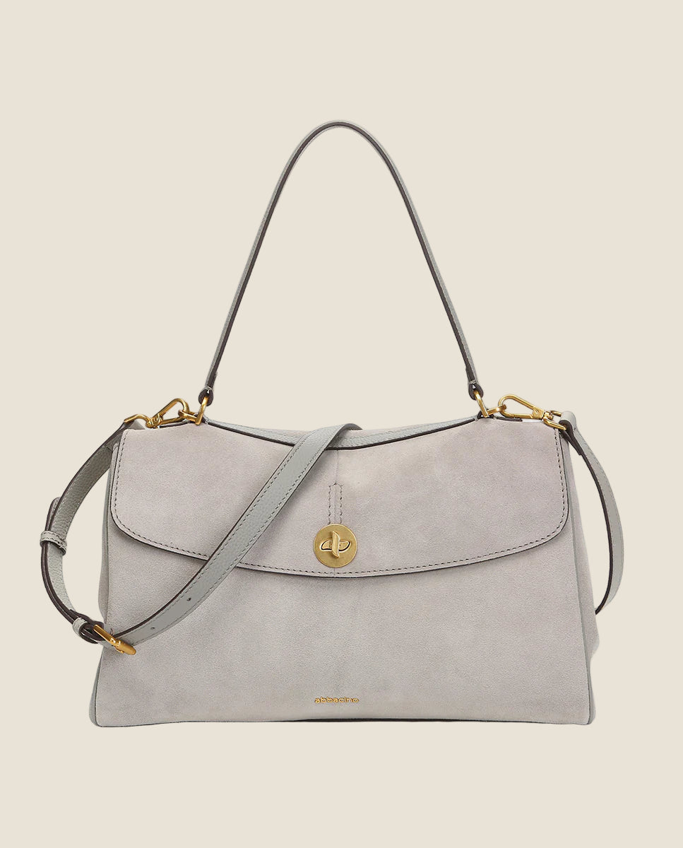 Abbacino Borsa a tracolla in pelle scamosciata grigia