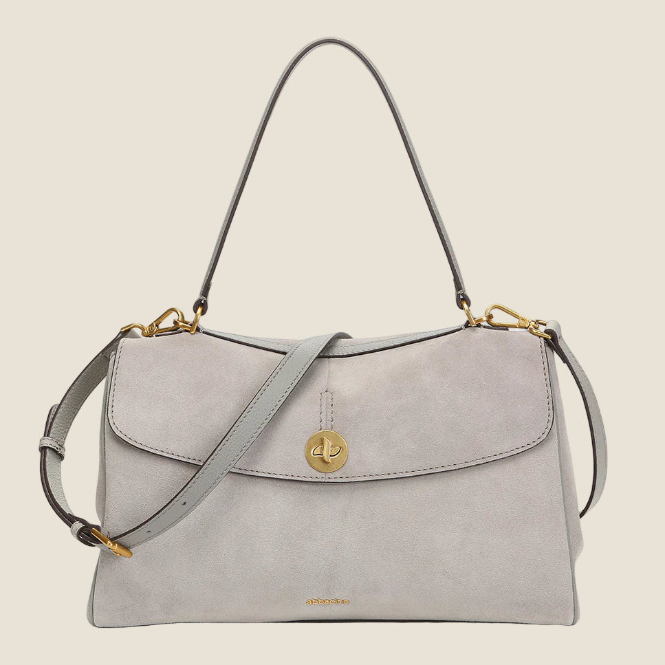 Abbacino Borsa a tracolla in pelle scamosciata grigia