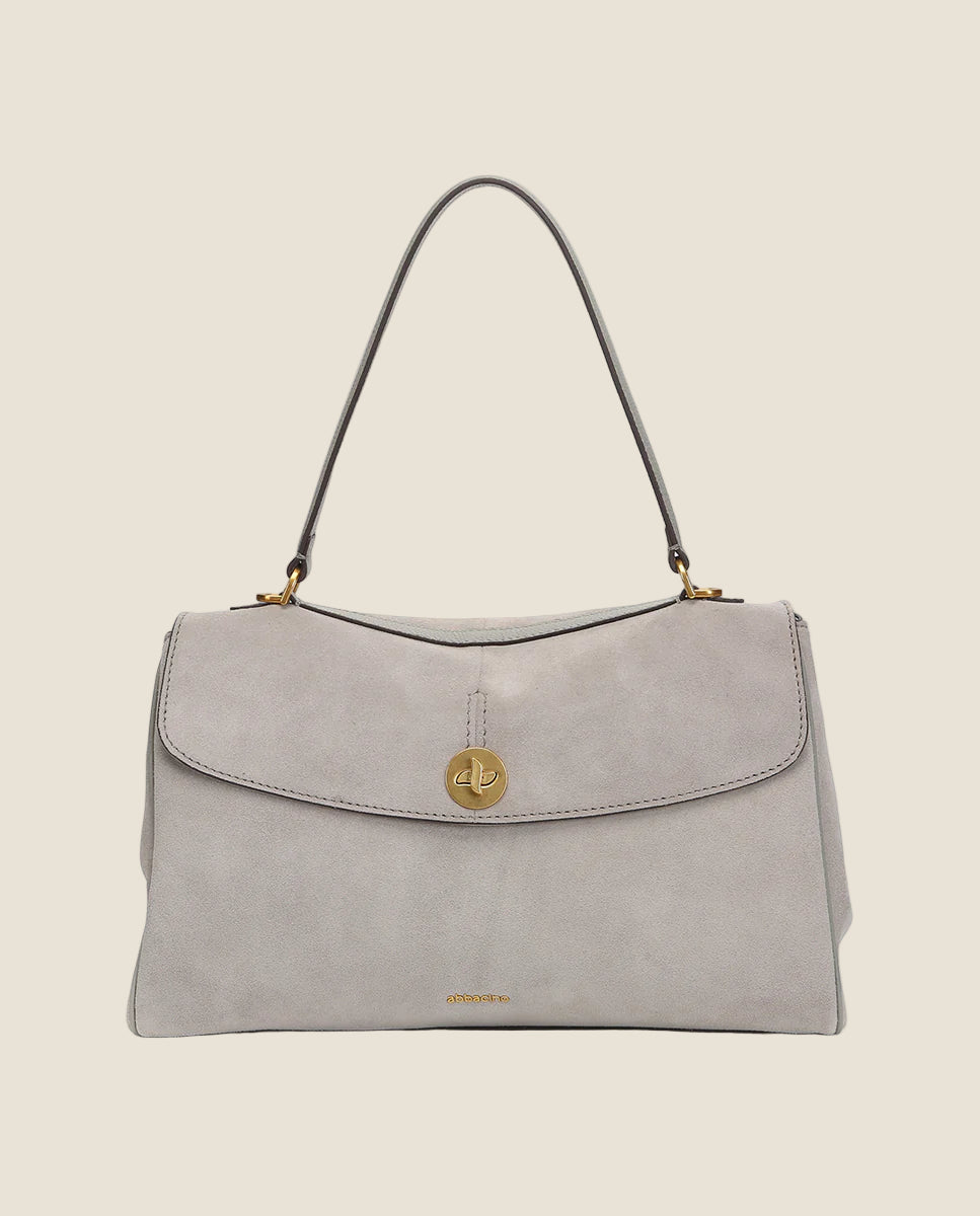 Abbacino Borsa a tracolla in pelle scamosciata grigia