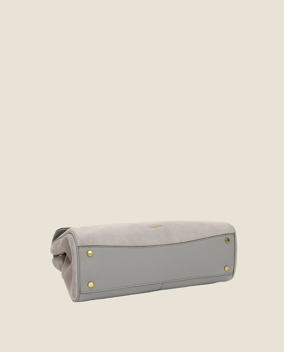 Abbacino Borsa a tracolla in pelle scamosciata grigia