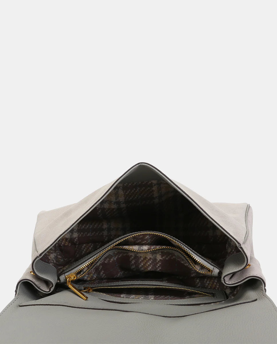 Abbacino Borsa a tracolla in pelle scamosciata grigia