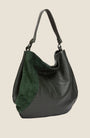 Abbacino Borsa a tracolla in pelle verde e camoscio