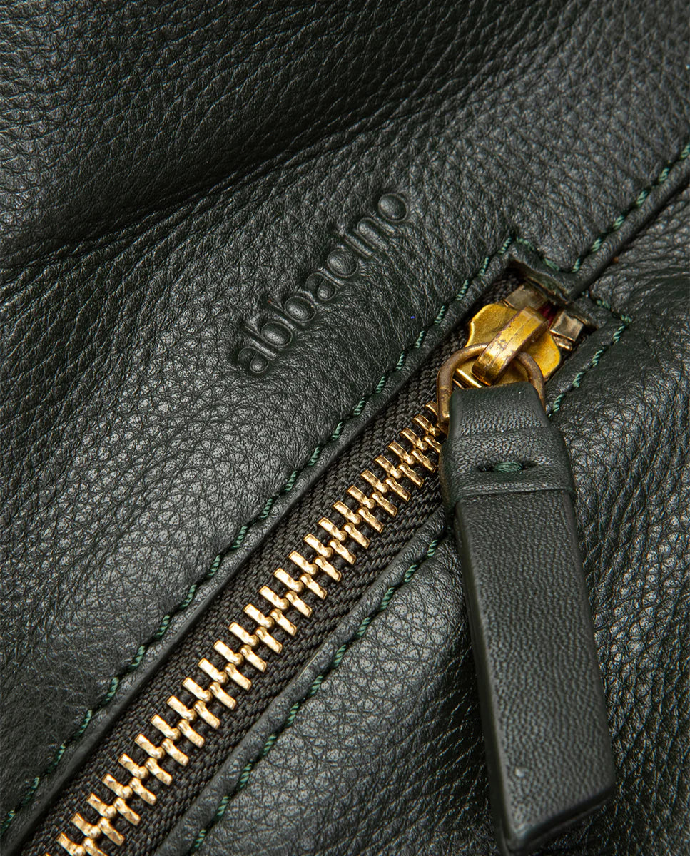 Abbacino Borsa a tracolla in pelle verde e camoscio