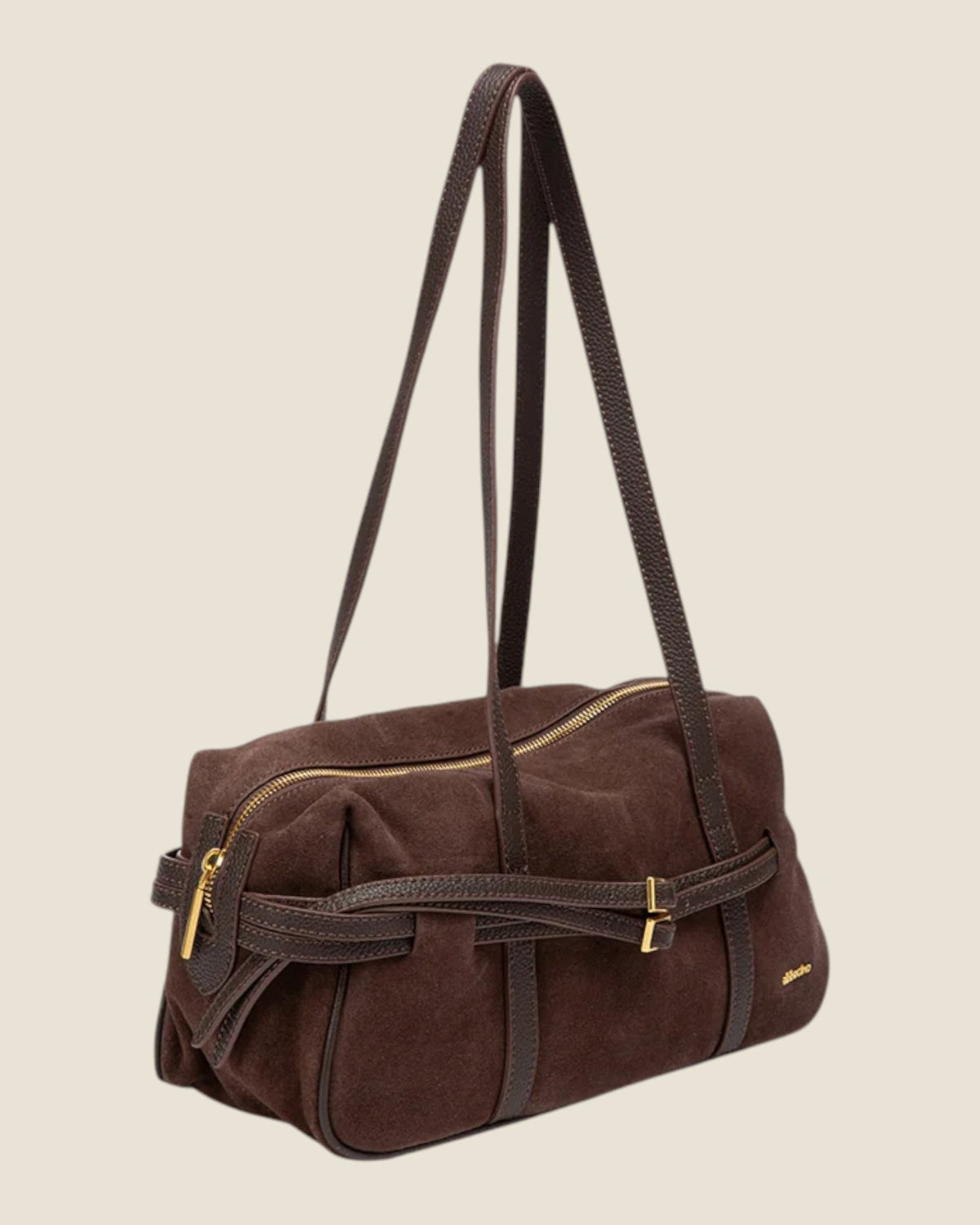Borsa a spalla in camoscio Marrone