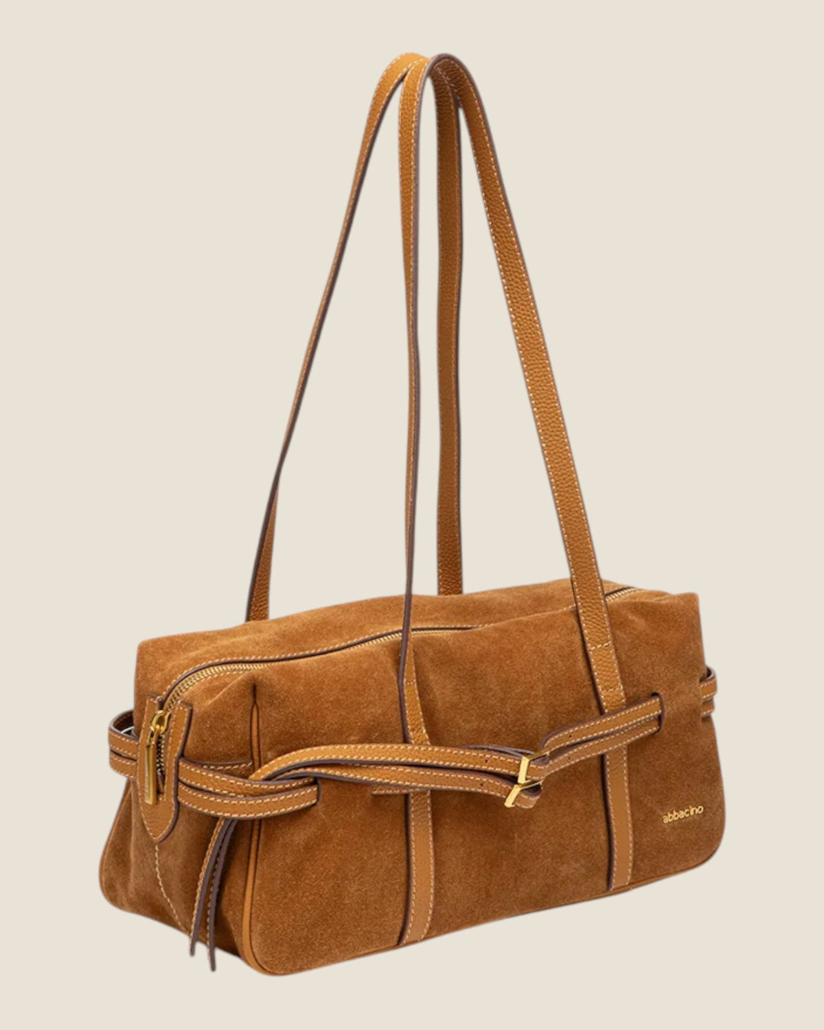 Borsa a spalla in camoscio Cognac