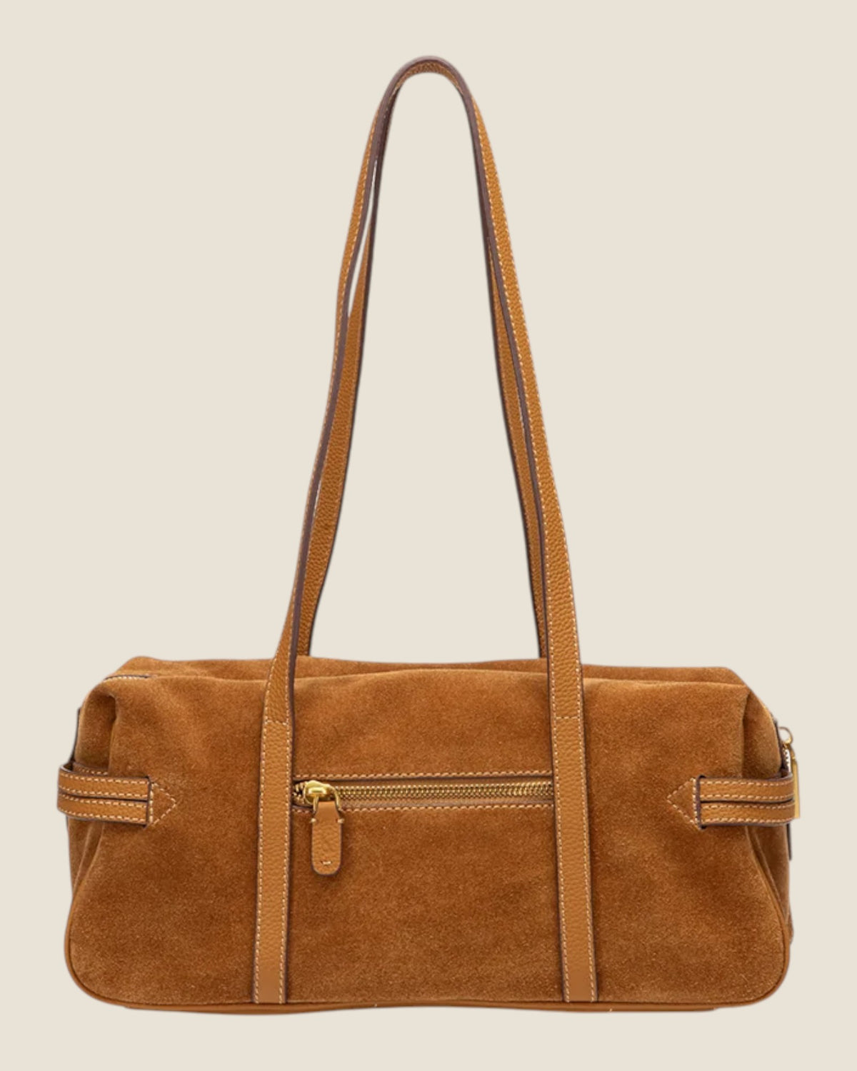 Borsa a spalla in camoscio Cognac
