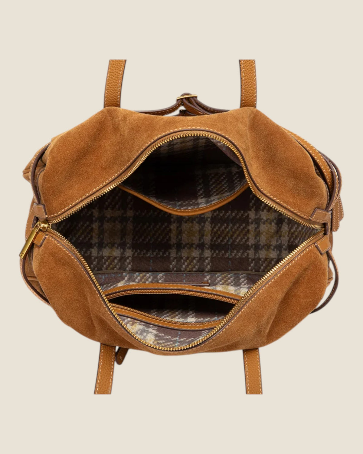 Borsa a spalla in camoscio Cognac