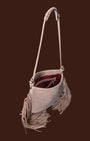 Borsa a spalla in pelle con frange Beige