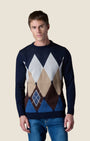 Maglione Girocollo con intarsio Rombi Blu (3)