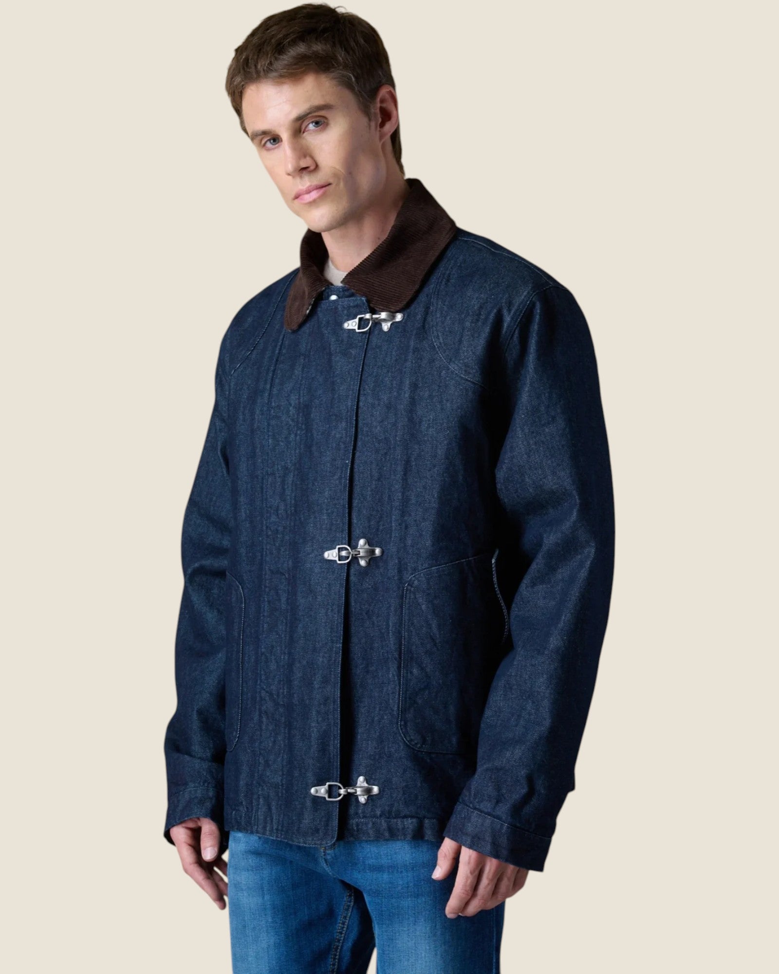 Sahariana Aviator Denim Lavaggio 0 imbottita con collo in Velluto e fodera interna in tessuto V2 (1)