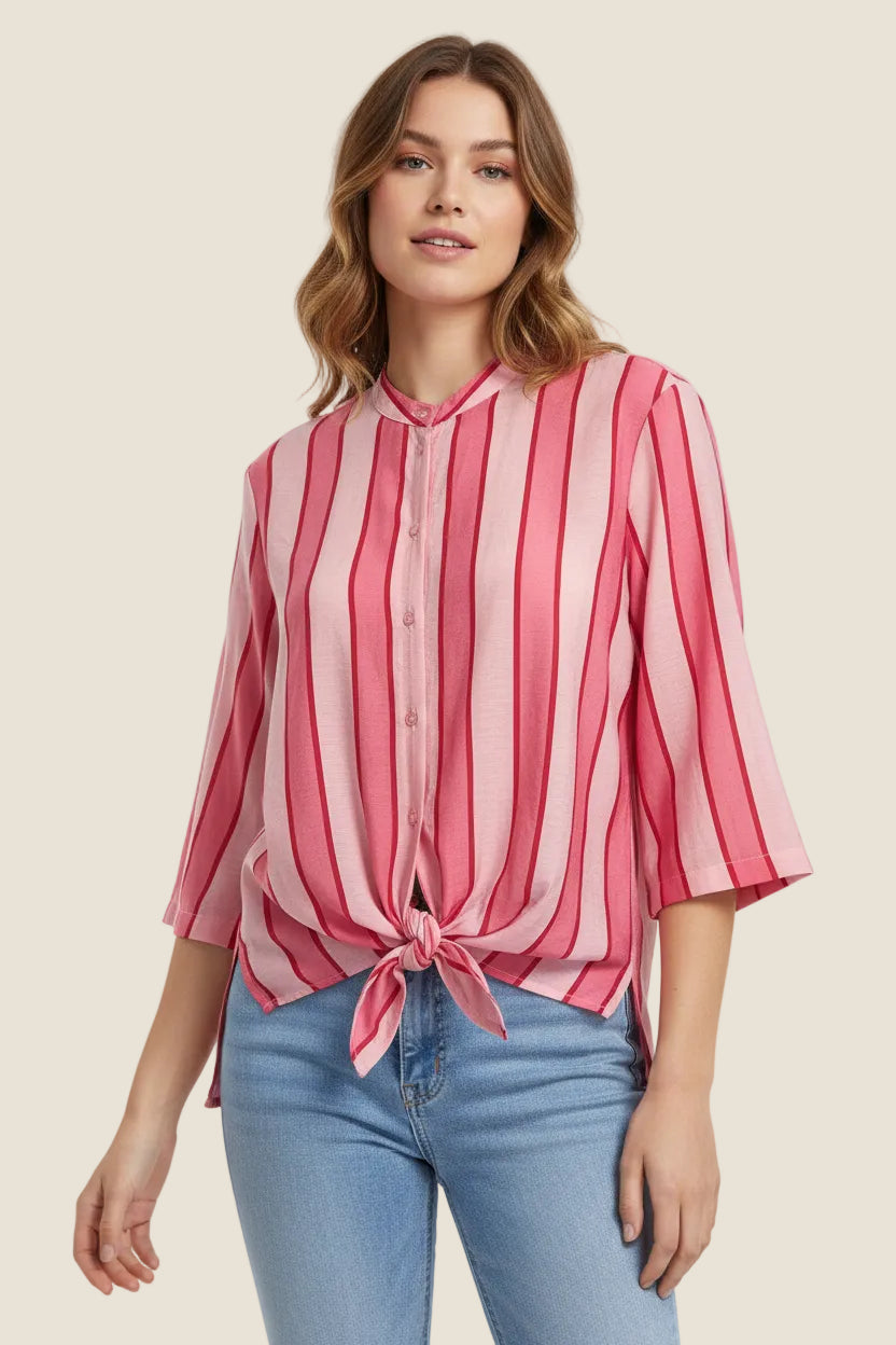 Dixie - Camicia a Righe con Collo Coreana