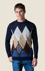 Maglione Girocollo con intarsio Rombi Blu (1)
