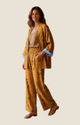 Madison Shop Dafne kimono and palazzo pant set in mustard botanical floral print with light blue interior lining