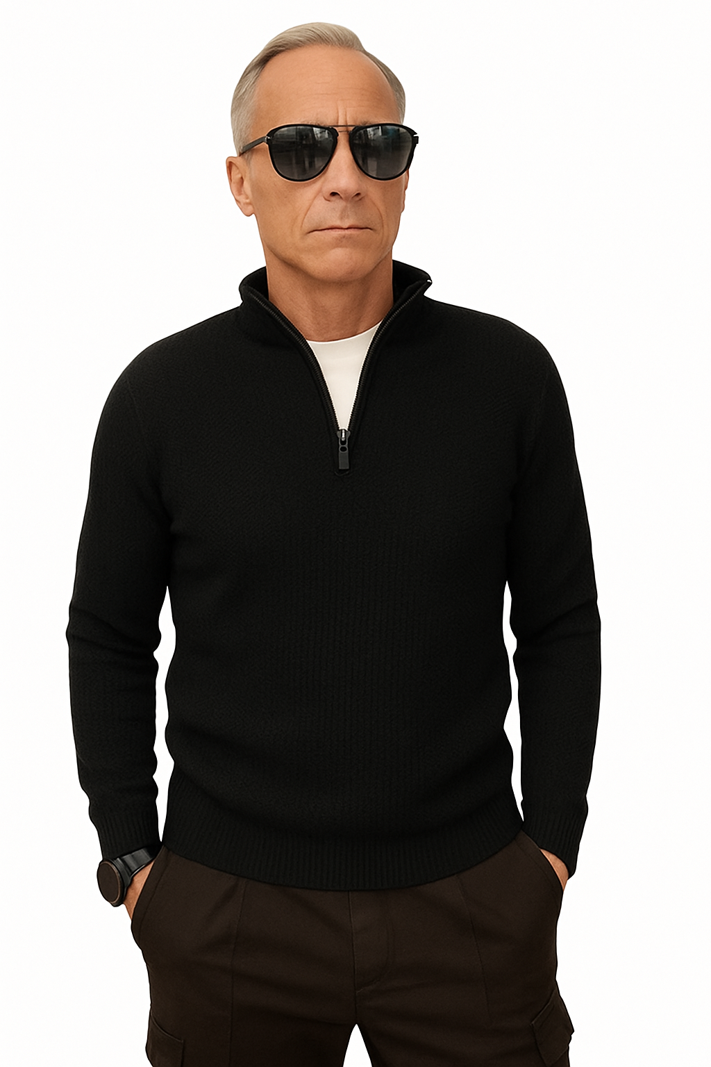 OVER/D MAGLIA M/L LUP. C/ZIP COSTA INGL. TECN.