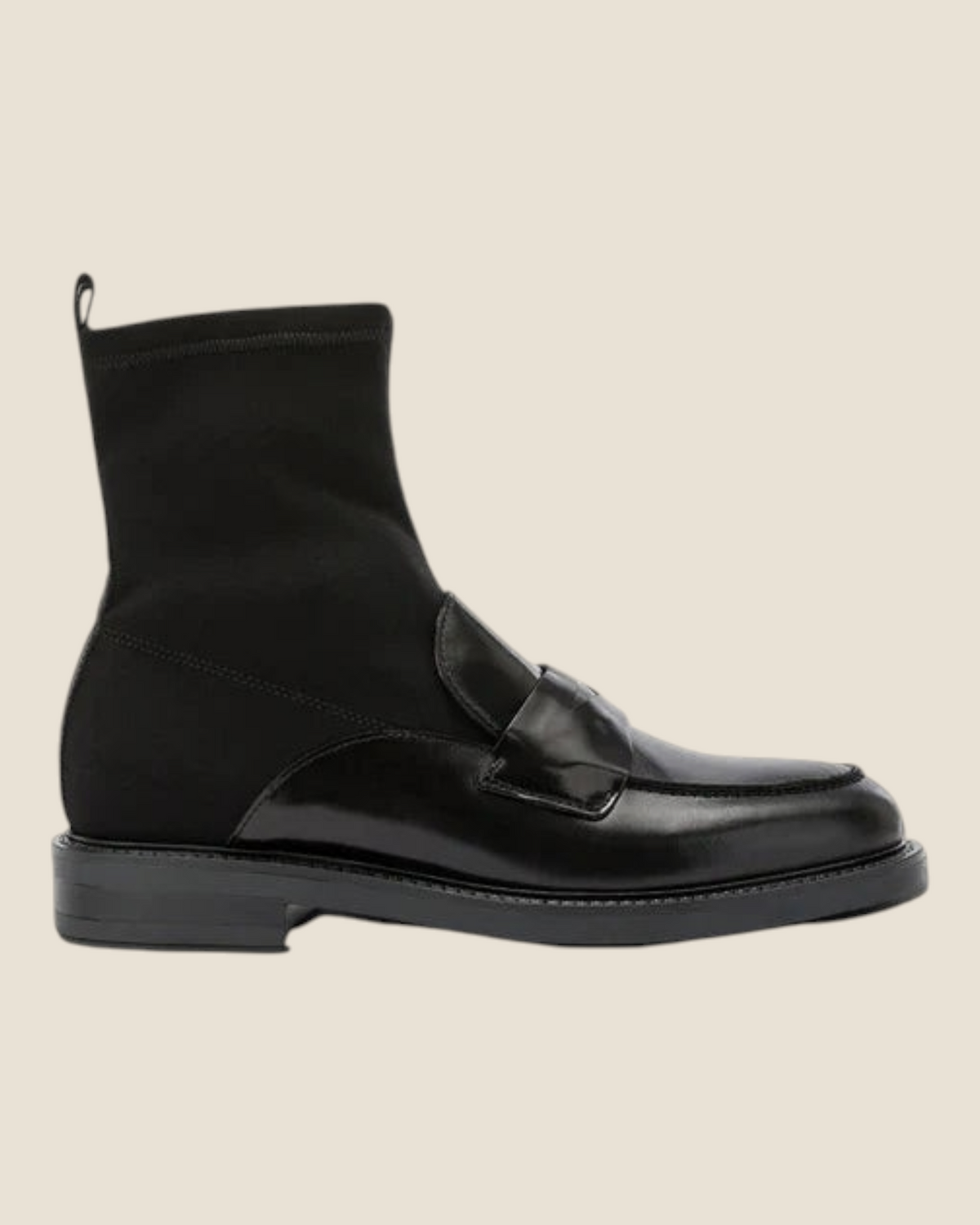 Mocassino Madison Shop Carmens Libra Sock nero in tessuto elasticizzato con inserti in pelle e suola bassa