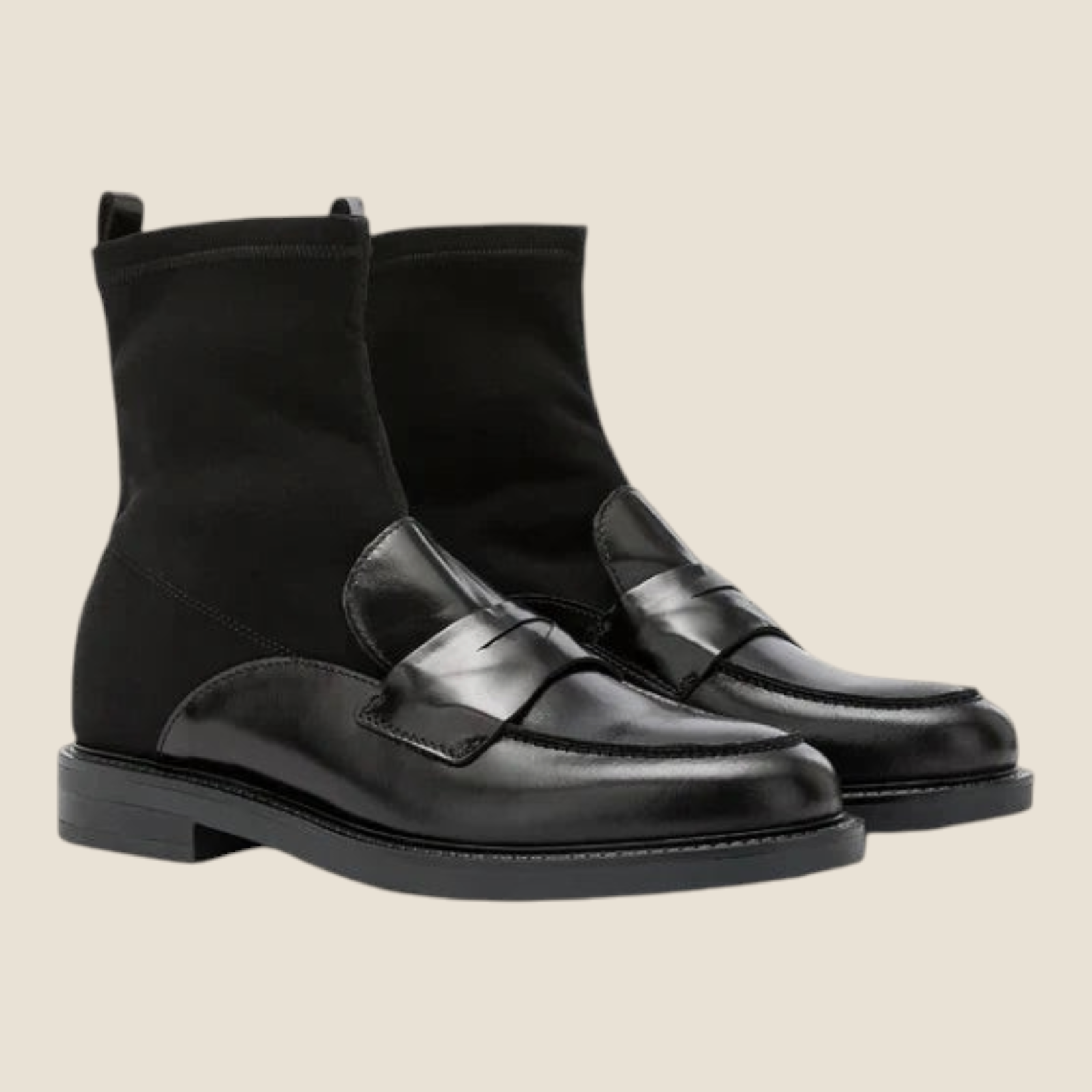 Mocassini Madison Shop Carmens Libra Sock neri in tessuto e pelle con design a calzino e suola piatta