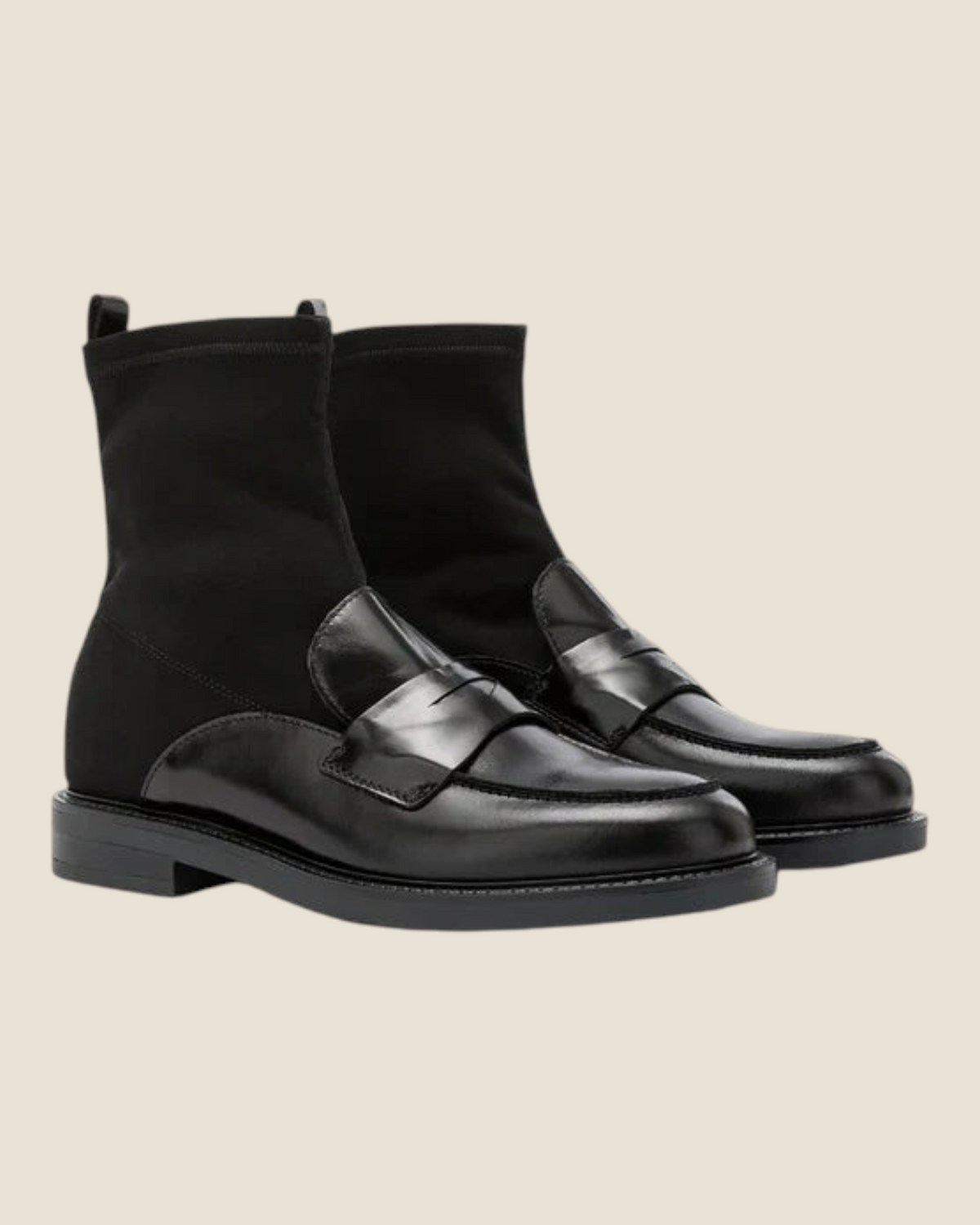 Mocassini Madison Shop Carmens Libra Sock neri in tessuto e pelle con design a calzino e suola piatta