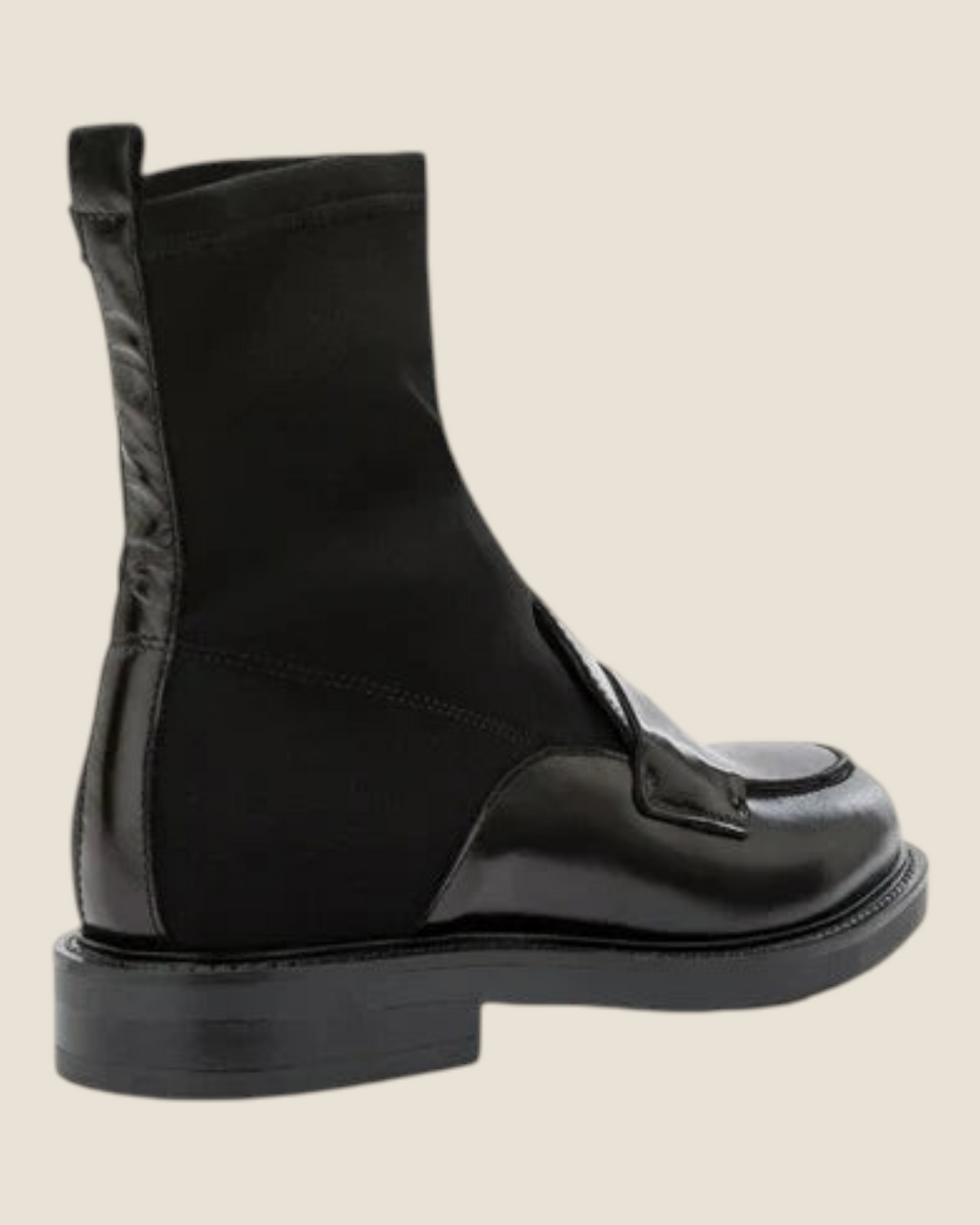 Stivaletto Madison Shop modello Libra Sock nero in tessuto elasticizzato e pelle con design a calzino