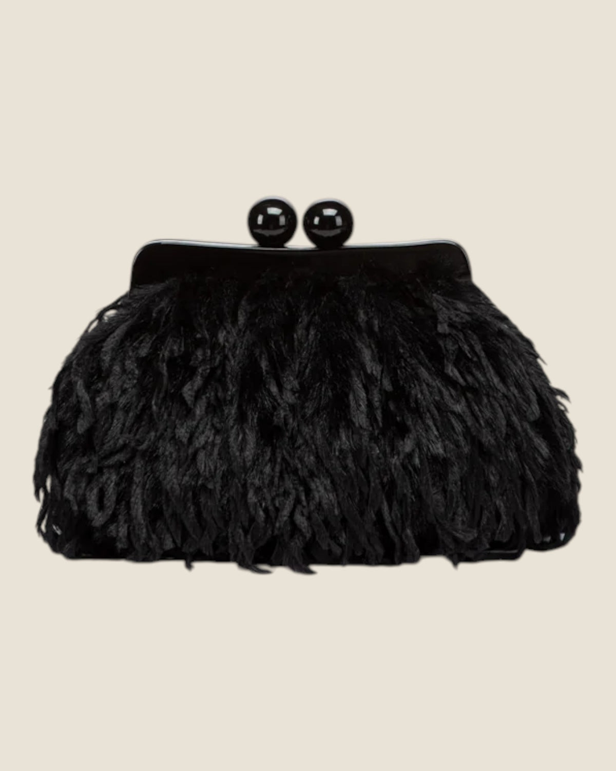 Borsa da sera con piume Nero