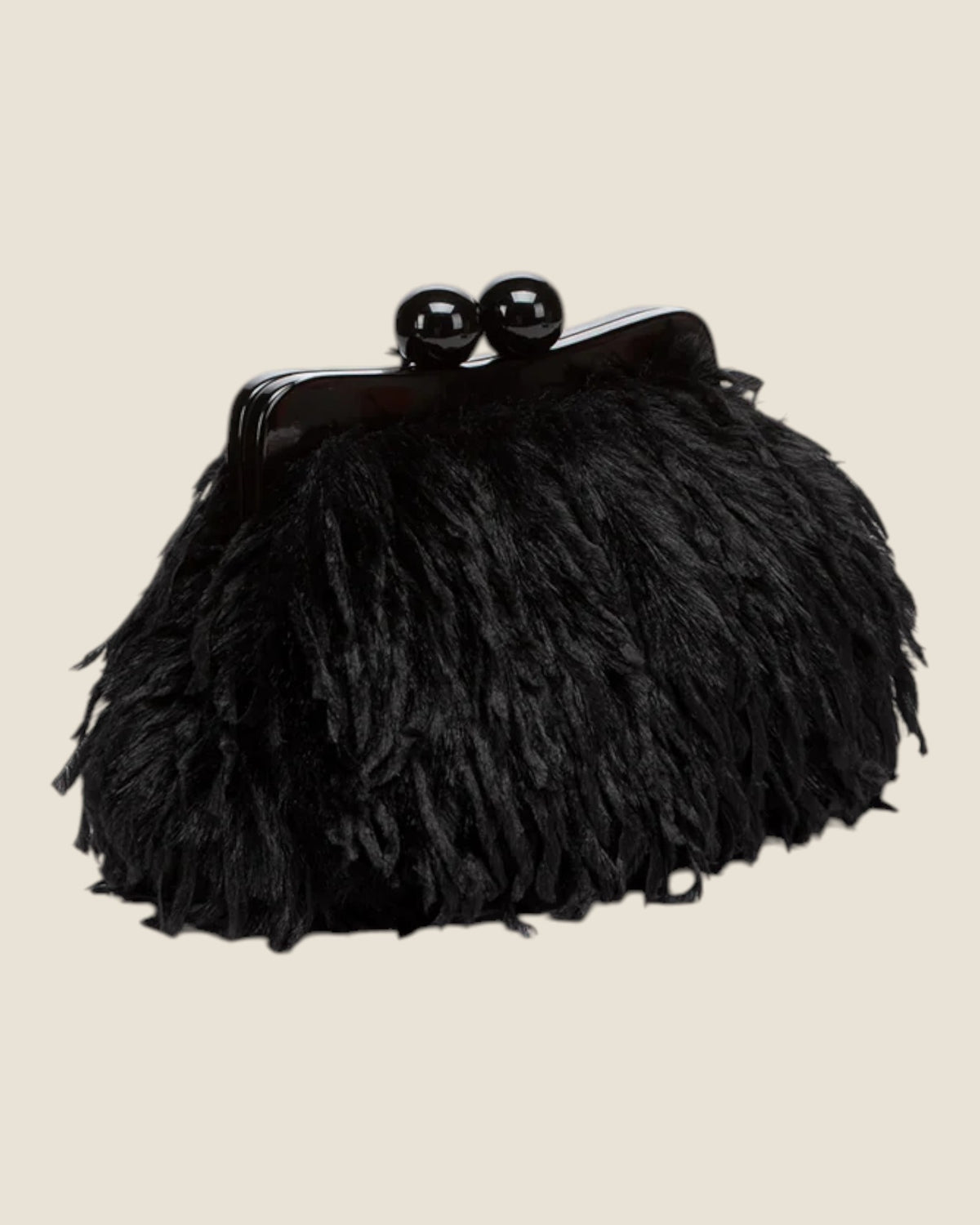 Borsa da sera con piume Nero